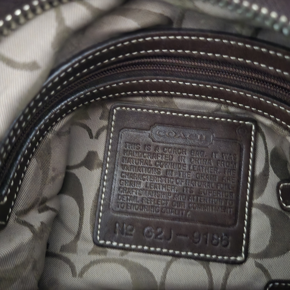 Coach Dark Brown Leather Bag with Silver Accents - Picture 7 of 10